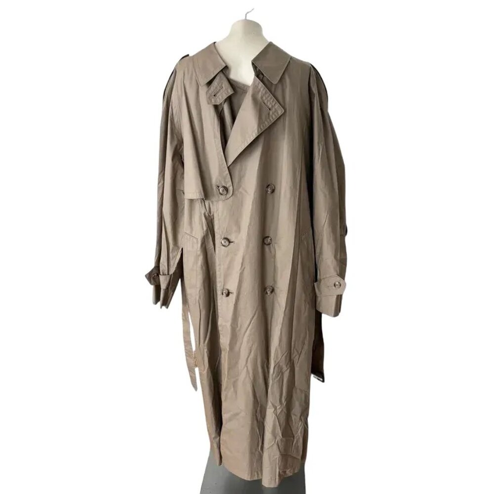 VTG Double Breasted Belted Trench Coat in Tan  Zip out wool liner  MEN'S 42 LONG